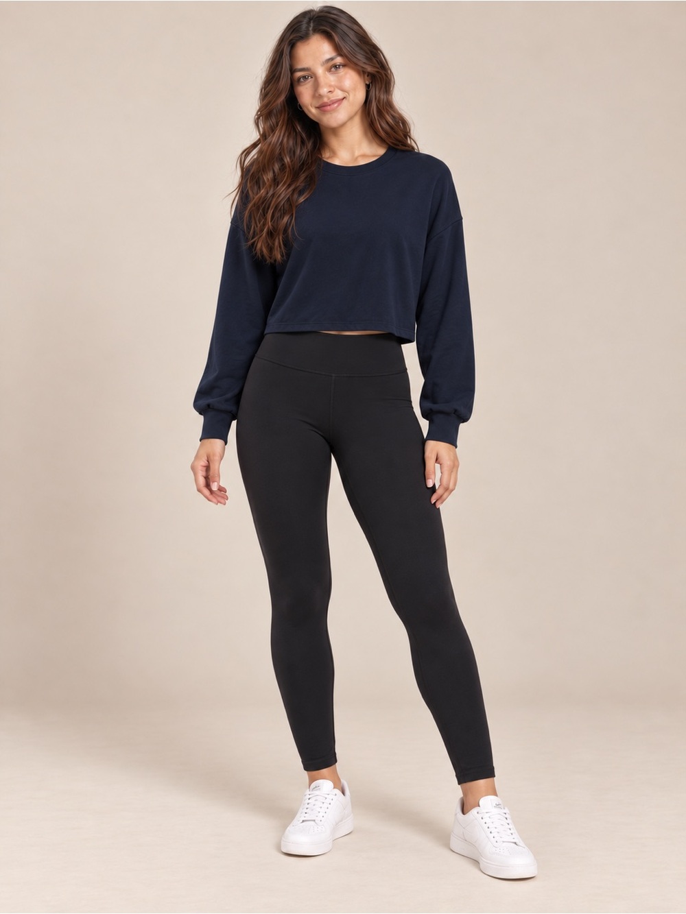 NWT Halara Cropped Long Sleeve Athletic Top Navy Blue Medium